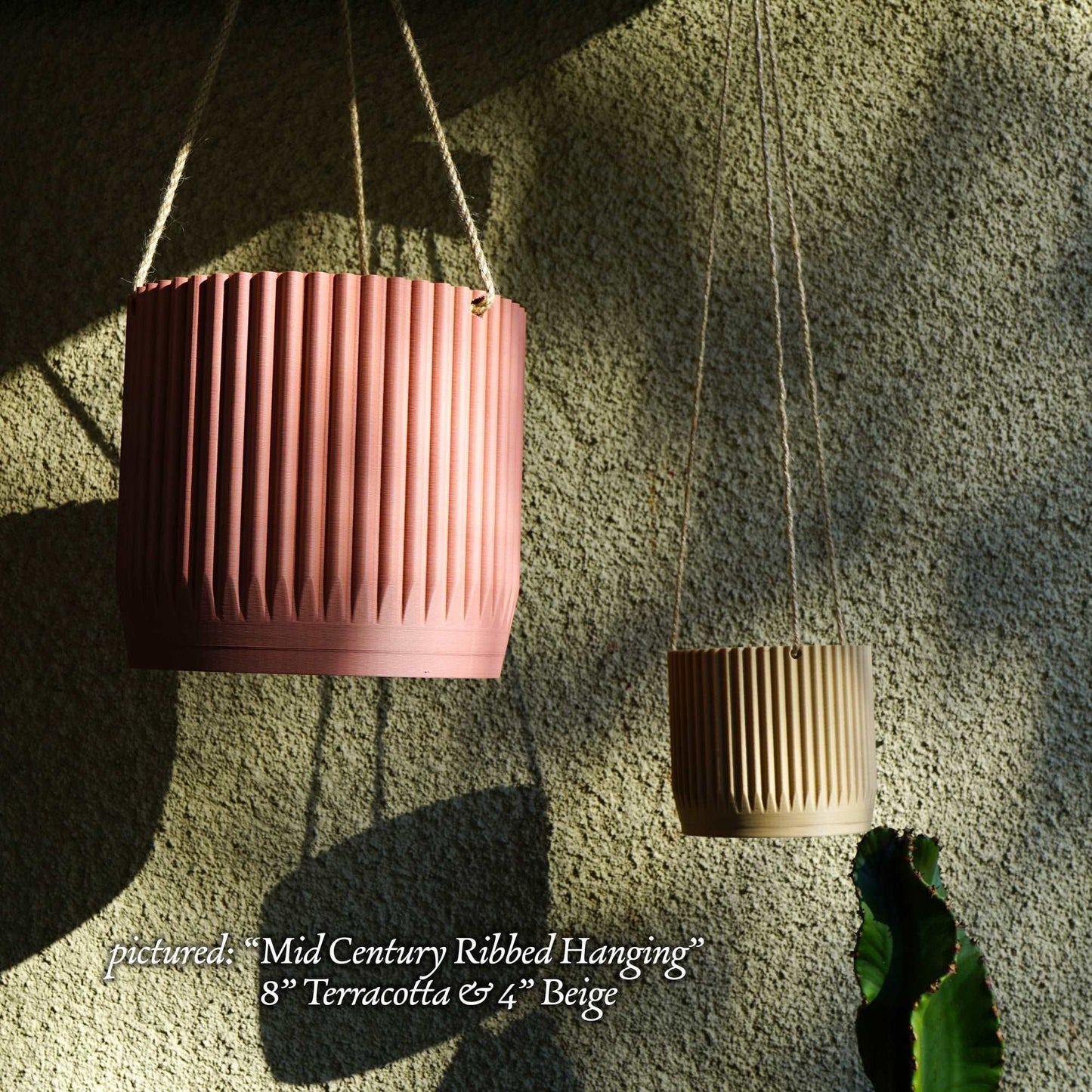 Mid Century Ribbed Hanging Plant Pots
